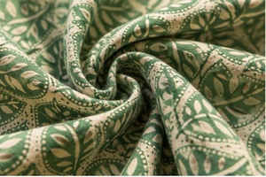 Tela de Algodón Puro con Motivo de Hojas Verdes, Estampada a Mano, Venta al por Mayor, Material Artesanal para Decoración del Hogar, Artesanía India - Product Image 4