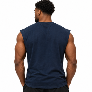 Camiseta sin mangas de algodón para hombre con logo personalizado, estilo musculoso, para gimnasio, culturismo, entrenamiento, fabricante de chalecos cortados. - Product Image 3