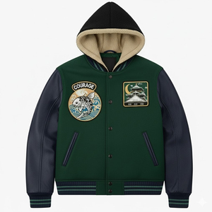 Latest Designs Long Sleeve Men Hooded Baseball Premium Quality Letterman Baseball School College Bomber Varsity Jacket For <b>Boys</b> - Product Image 1