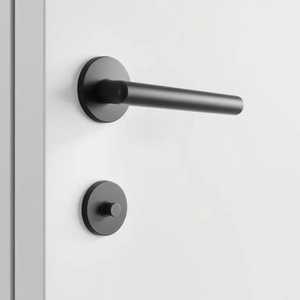 Manija de Puerta Curva Nórdica Negra Mate, de Aleación de Zinc, con Roseta Ovalada Delgada, Manija Interna Moderna para Oficina, Juego de Cerradura Minimalista para Habitación - Product Image 2