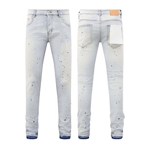 Jeans en denim coupe droite pour homme, coton premium, blanc classique, pantalon décontracté tendance, vente en gros directe d'usine - Product Image 1