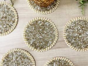 Sous-verre décoratif perlé avec broderies faites à la main pour table à manger, table basse et accessoires de cuisine à prix abordable - Product Image 4