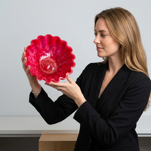 Bol de service artisanal en résine polie, qualité alimentaire, écologique, design élégant effet marbre Aqua Swirl pour fêtes, repas et décoration intérieure - Product Image 1