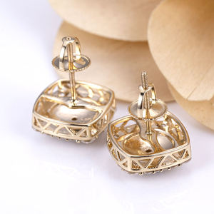 Boucles d'oreilles clous en or massif 10k avec moissanite, diamant de laboratoire taille ronde de luxe, solitaire, bijoux fins, fermeture à vis pour hommes et femmes - Product Image 6