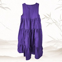 Robe midi plissée vintage faite main en coton respirant, col en V, manches cloche, poches latérales, pour le quotidien, printemps-été – Meilleure vente