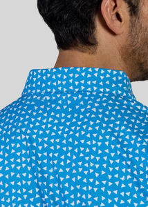 Chemise de golf pour homme à motif géométrique, col montant, coupe classique, en tissu tricoté décontracté, séchage rapide, polyester - Product Image 2