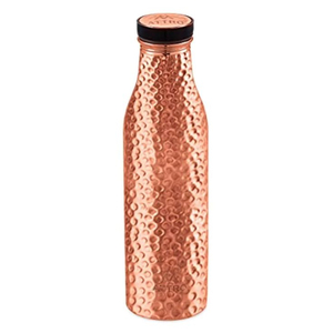 Bouteille d'eau Hourglass en cuivre pur 1L, martelée à la main, corps brossé uni, anti-fuite - Product Image 5