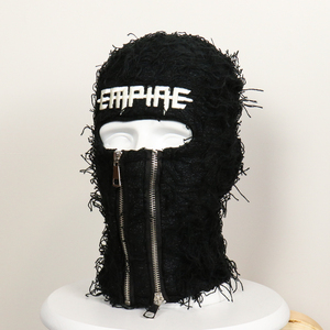 Wholesale Custom Logo Distressed Ski Mask Designer Winter Knitted Balaclava Full Face Cover - Product Image 1