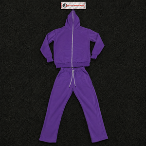 Conjunto Deportivo Morado para Hombre, Sudadera con Cremallera Completa y Pantalones Jogger, Dos Piezas, Ropa Casual Deportiva, Suave - Product Image 5