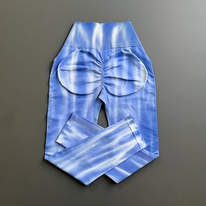 Custom OEM Women Seamless Tie Dye Yoga <b>Leggings</b> High Waist Scrunch Butt Lifting Gym Pants Printed Gradient Workout Tights - Product Image 5
