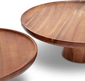 Base Redonda de Madera Ecológica de 2 Niveles para Pastel, con Acabado Artesanal, Decorativa para Exhibición de Postres en Bodas y Celebraciones - Product Image 5