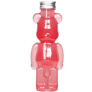 Bouteille à vis argentée transparente en PET de 700 ml, réutilisable, personnalisée, imprimée sérigraphiée, pour thé aux perles, avec couvercles et pailles, motif ours Kawaii - Product Image 1