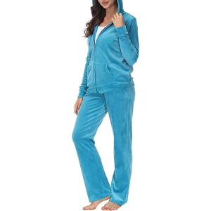 Nouvel ensemble de survêtement en velours pour femme avec logo en strass, survêtement en velours à manches longues pour femme, ensemble deux pièces pour femme - Product Image 1