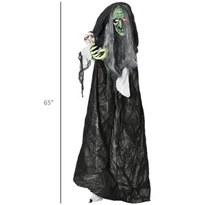 Bruja Verde de Tamaño Real de 65 Pulgadas con Calavera, Decoración Animada para Halloween con Sonido y Activación por Movimiento, Decoración para Exteriores - Product Image 3