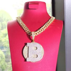 Pendentif Hip Hop personnalisé avec nom, pendentif lettre personnalisé serti de diamants, bijoux personnalisés avec initiales, pendentif pour rappeur - Product Image 4