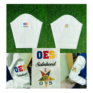 แจ็คเก็ตวาร์ซิตี้แบบสั่งทำพิเศษ OES Order of the Eastern Star สีน้ำเงินขาว ปักลายตัวอักษรแบบ Letterman สำหรับวิทยาลัย - Product Image 5