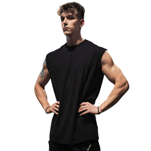 Mens <b>Black</b> Sleeveless Muscle T-Shirt Breathable Quick Dry Knitted 100% Cotton Sports <b>Tank</b> <b>Top</b> Casual Gym Training Workout - Product Image 1