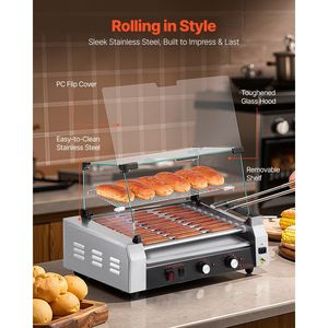 Macchina per Hot Dog Commerciale da 1600W, Cuocitore a Doppia Temperatura, Griglia per Salsicce in Acciaio Inox con 30 Rulli, Cuocitore per Hot Dog a 11 Rulli - Product Image 3