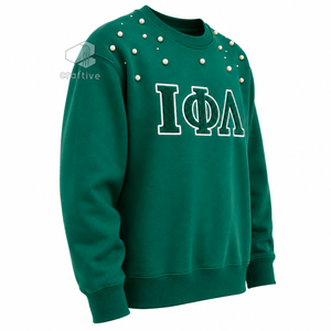 Sweat-shirt pour femme Iota Phi Lambda orné de perles, lettres grecques brodées, col rond, manches longues, pull décontracté pour sororité - Product Image 2