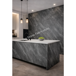 Ocean Black <b>Slate</b> Stone Veneer Sheet With Opaque Backing Best For Making Space Extra Luxurious And Elegant Look - Product Image 3
