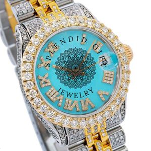 Reloj de Lujo con Diamantes para Hombre, Analógico de Cuarzo, Caja Plateada/Moissanita de 28 mm, Cristal de Zafiro, Movimiento ETA, Resistente al Agua 10 m, Oculto - Product Image 2