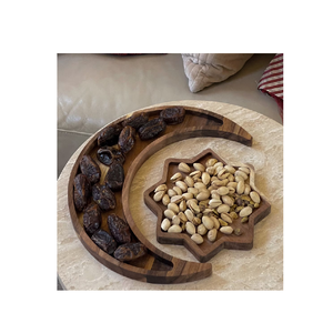 Plateau de service alimentaire en bois d'acacia écologique, motif lune et étoile, pour le petit-déjeuner, les fêtes et les événements, produit très demandé. - Product Image 5