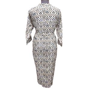 Elegante Kimono Largo para Mujer, Cuello en V, Manga Tres Cuartos, Estampado Floral, Tejido de Punto, 100% Algodón, Vestido de Verano de Secado Rápido - Product Image 6