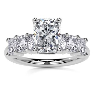 Radiant Cut Moissanite <b>Ring</b> 925 Sterling <b>Silver</b> White Gold Plated <b>Solitaire</b> Engagement <b>Ring</b> Bridal Wedding Promise <b>Ring</b> - Product Image 1