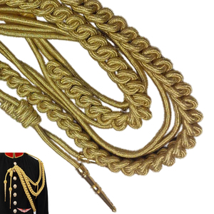 Aiguillette profesional personalizable de doble cordón metálico con punta doble de alambre dorado - Product Image 3