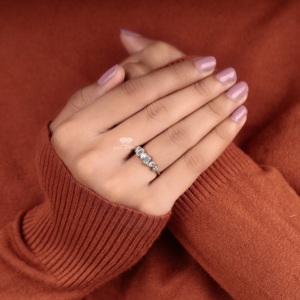 Mixed Shape Diamond Engagement Ring 14K Gold <b>Cluster</b> Ring Emerald Round Ring Bridal Statement Ring Anniversary Gift For Her - Product Image 2