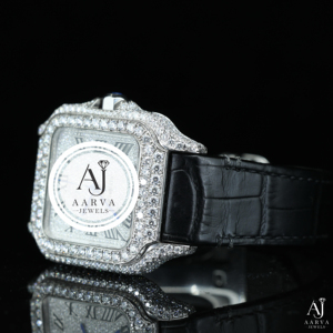AARVA JEWELS นาฬิกาเพชรทรงสี่เหลี่ยมหรูหรา ตัวเรือนสแตนเลส สายหนัง ระบบอนาล็อก กลไกมิโยตะ 25 มม. หน้าปัดคริสตัลแซฟไฟร์ - Product Image 2