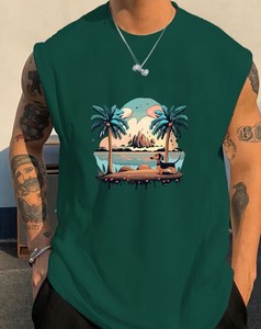 เสื้อกล้ามลำลองสำหรับผู้ชายลายภูเขา น้ำ และต้นมะพร้าว ระบายอากาศได้ดี แห้งเร็ว เป็นมิตรกับสิ่งแวดล้อม พิมพ์ลายดิจิทัล - Product Image 6