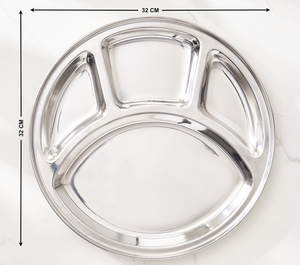 Assiette Thali en acier inoxydable abordable |   Assiette à dîner multi-compartiments pour l'école et la cantine |   Fournisseur indien - Product Image 4