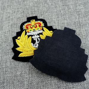 Emblema de metal bordado estilo real británico para gorra, insignia de abrigo de lana estilo naval con corona, pegatina de tela, suministros de costura DIY para ropa - Product Image 4
