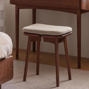 Modern Solid Wood <b>Vanity</b> Stool with Fabric Upholstered Cushion, Portable Dressing Stool for Bedroom, Apartment and <b>Makeup</b> <b>Vanity</b> - Product Image 4
