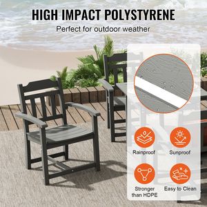 Set da Giardino 5 Pezzi Resistente alle Intemperie, Tavolo Quadrato e Sedie per Patio, Set da Pranzo per Esterni in HIPS, Piccolo Set Bistrot - Product Image 3