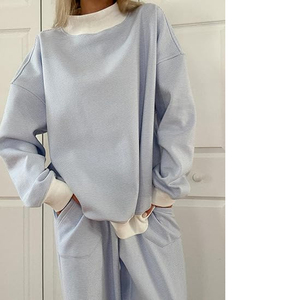 Sudadera Oversize Blanca a Rayas SKY para Mujer, Cuello Alto, Estilo Casual, Hombros Caídos, Sudadera con Capucha, Ropa Urbana - Product Image 3