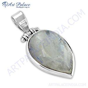 Pendentif en argent de pierre de lune arc-en-ciel poire mignon - Product Image 1