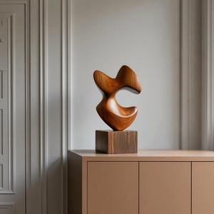 Pièce décorative en bois massif, figurine en bois naturel, finition bois naturel, artisanat en bois haut de gamme, accessoire d'intérieur de luxe, console moderne - Product Image 4