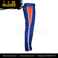 Pantalon de sport unisexe personnalisé en polyester bleu, imprimé par sublimation, respirant, coupe ajustée, antibactérien, avec braguette zippée, toutes saisons, adulte, OEM