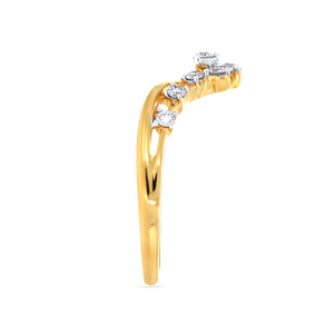 Exquisito Anillo de Oro de 14K con un Centro de Diamantes, Delicados Detalles en Pavé y Banda Curva, Lujoso Anillo de Oro Amarillo - Product Image 4
