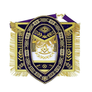 Delantal Masónico de Primera Calidad con Bordados, Modelo 2026, para Capítulo del Arco Real, con Pestañas de Terciopelo Rojo, Delantal para Francmasones - Product Image 6