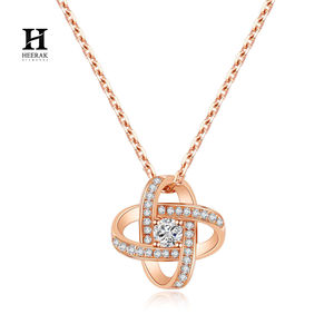 Collar con Colgante de Diamante Love Knot, Corte Redondo, Moissanita Cultivada en Laboratorio, Joyería Fina para Mujer - Product Image 5