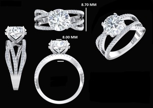 Anillo de compromiso de lujo vintage con moissanita de 2.50 ct y engaste de garras retorcidas Lurba Jewels, regalo de aniversario para mujer, de oro macizo - Product Image 6