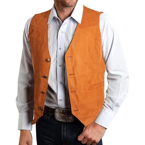 Chaleco de Cuero de Ante con Flecos Estilo Vaquero Occidental para Hombre, Chaleco Casual Vintage con Borlas y Botones a Presión, OEM - Product Image 1