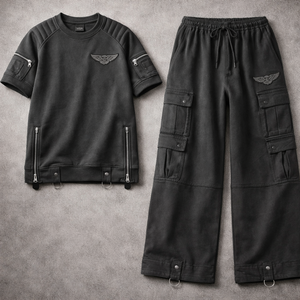 Nouveau survêtement unisexe personnalisé en polaire tissée respirante avec sweat à capuche et t-shirt, style streetwear - Product Image 3