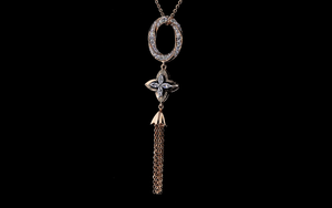 Conjunto de Pendientes de Borla y Colgante de Diamante Floral de Lujo Cultivado en Laboratorio |   Joyería de Oro Rosa para Eventos Nocturnos y Bodas - Product Image 3