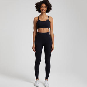 OEM Sport Girls Seamless Fitness Sport Wear High Elastic Women Yoga Sets High Gym <b>Bra</b> and Breathable Yoga Leggings Sets Oem - Product Image 4