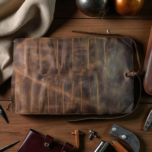 Luxury leather <b>tool</b> <b>roll</b> organizer bags bulk supplier OEM custom logo export quality portable storage quality in low price - Product Image 5