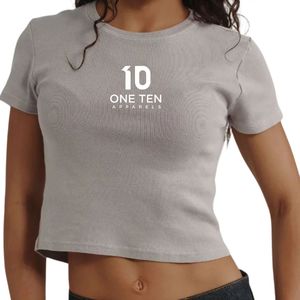 Camiseta Corta para Mujer en Color Gris Nube, Algodón Suave, Corte Ajustado, Manga Corta, Estilo Casual, Básica - Product Image 3